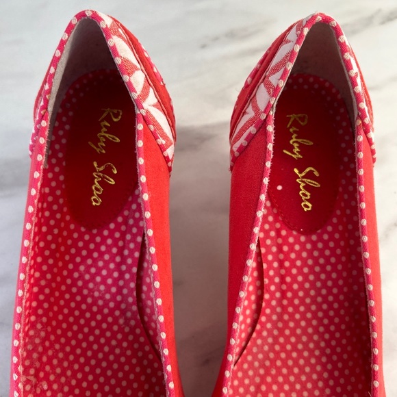 Ruby Shoo Shoes Size 6 Pink Faux Suede Slip On Heeled Shoes Euro 39 - Picture 6 of 10